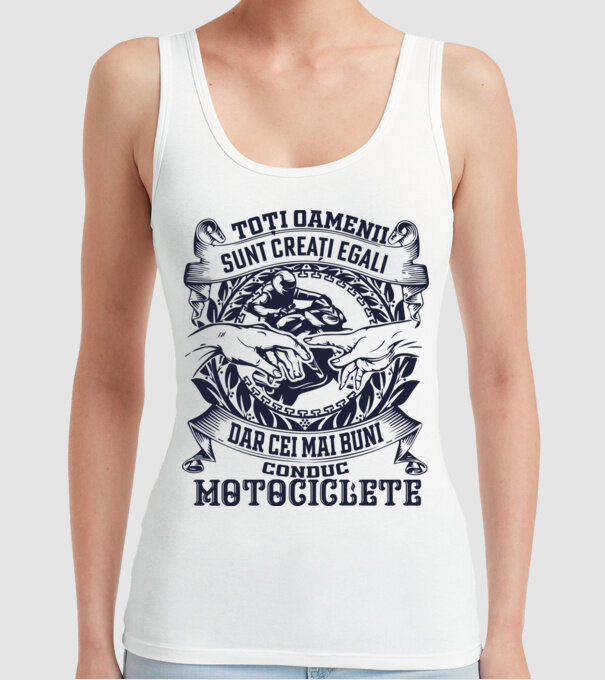 toți oamenii sunt creați egali, dar cei mai buni conduc motociclete model alb pe tricou