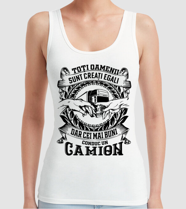 toți oamenii sunt creați egali, dar cei mai buni conduc un camion model alb pe tricou