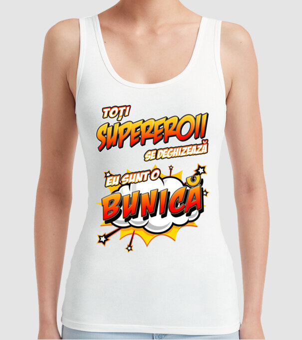 Toți supereroii se deghizează, eu sunt o bunică model alb pe tricou