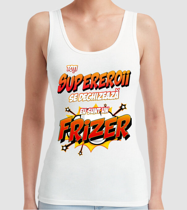 toți supereroii se deghizează, eu sunt un frizer/coafor model alb pe tricou