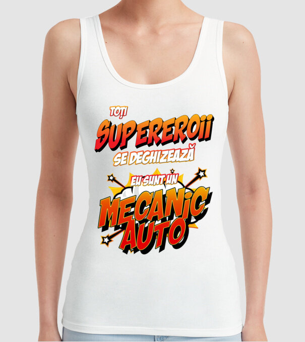 Toți supereroii se deghizează, eu sunt un mecanic auto model alb pe tricou