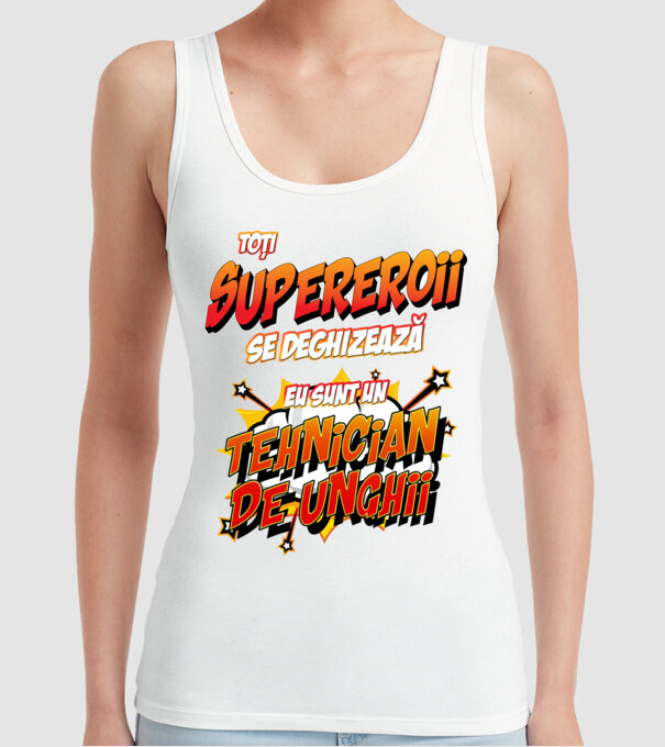 Toți supereroii se deghizează, eu sunt un tehnician de unghii model alb pe tricou
