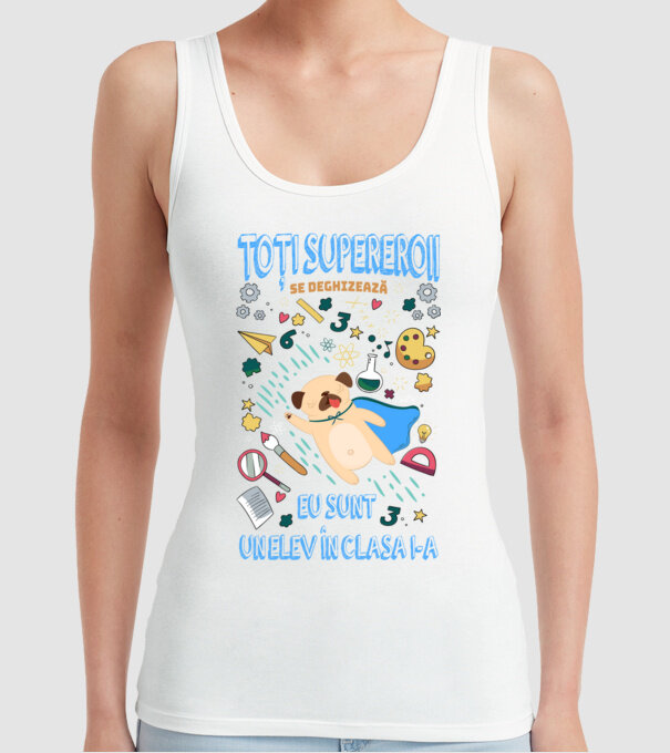 Toți supereroii se deghizează, eu sunt un elev în clasa I-a model alb pe tricou