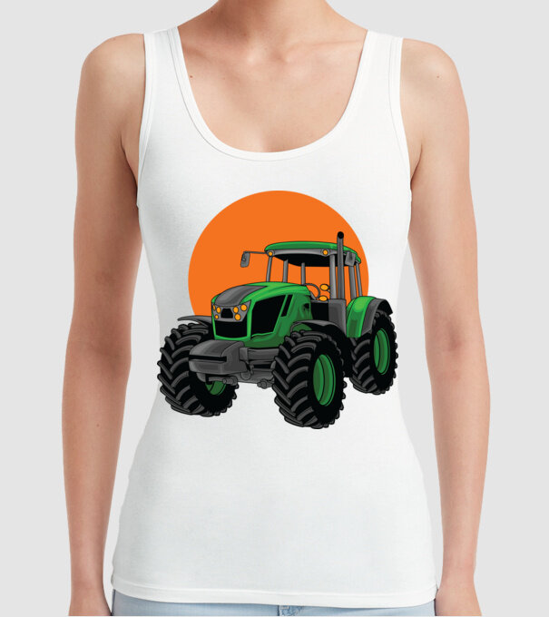 TRACTOR model alb pe tricou