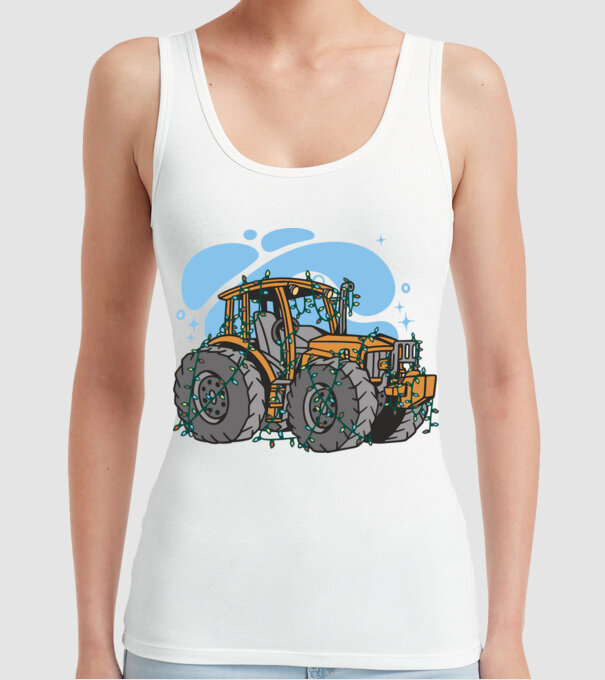TRACTOR model alb pe tricou