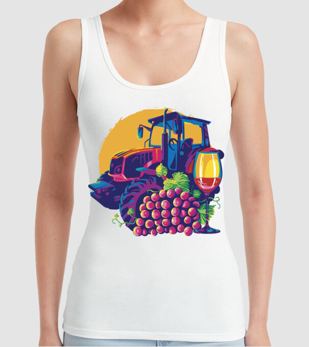 TRACTOR model alb pe tricou