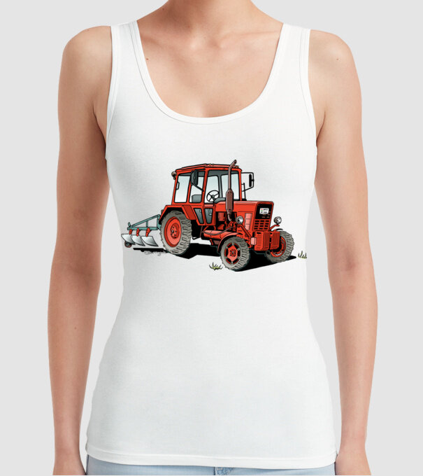TRACTOR model alb pe tricou