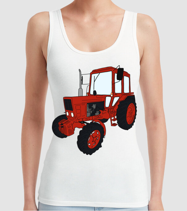 TRACTOR model alb pe tricou