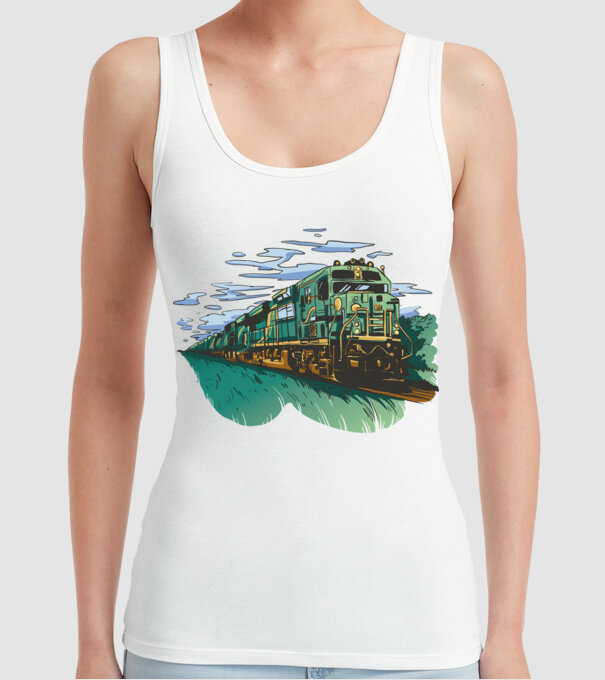 Trenuri model alb pe tricou
