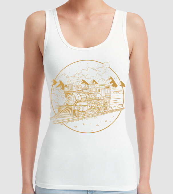 Trenuri model alb pe tricou