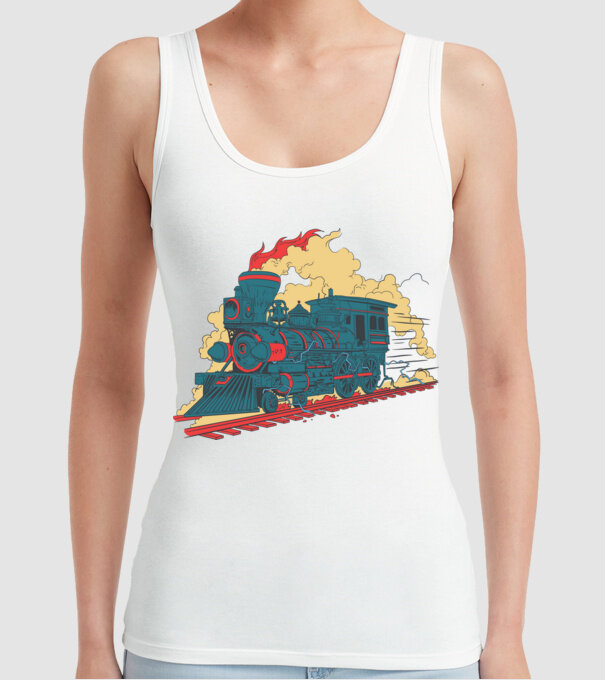 Trenuri model alb pe tricou