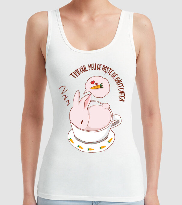 tricoul meu de Paște de băut cafea model alb pe tricou
