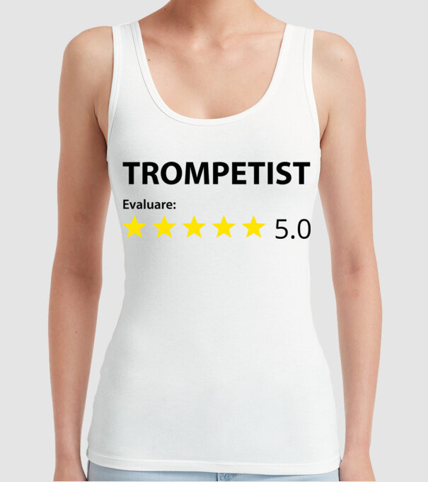 trompetist evaluare model alb pe tricou