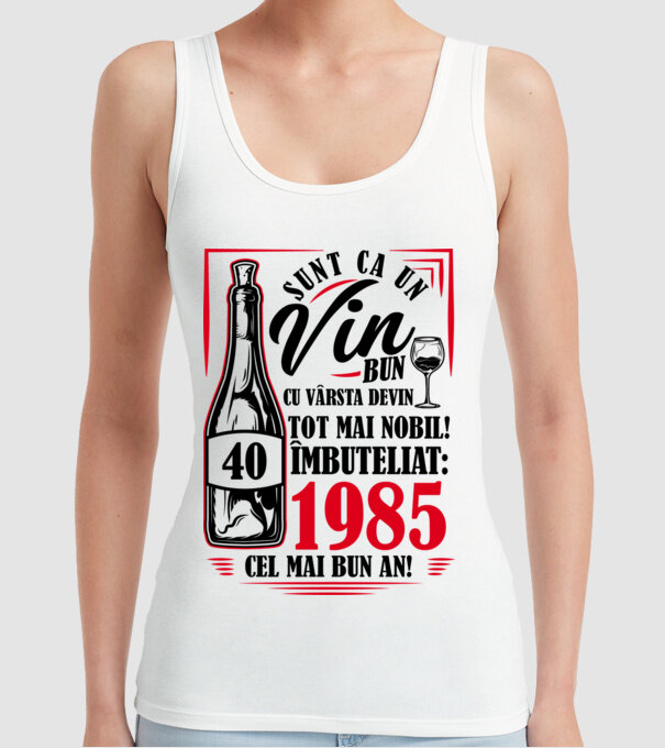Un Vin Bun 1985 - Alb model alb pe tricou
