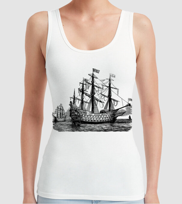Vapoare model alb pe tricou