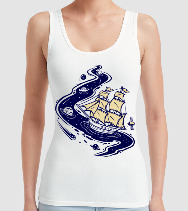 Vapoare model alb pe tricou
