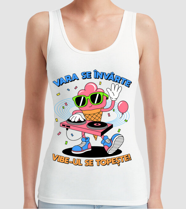 Vara se învârte model alb pe tricou