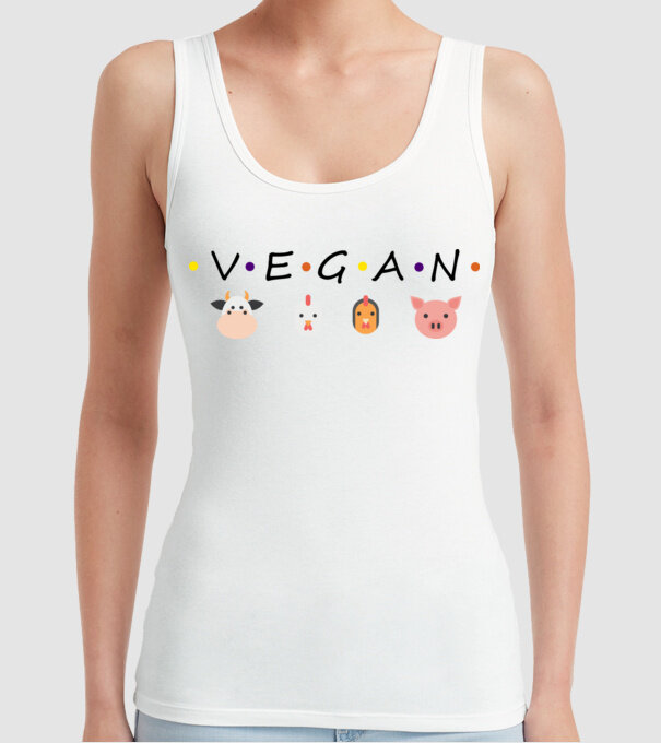 Vegan friends model alb pe tricou