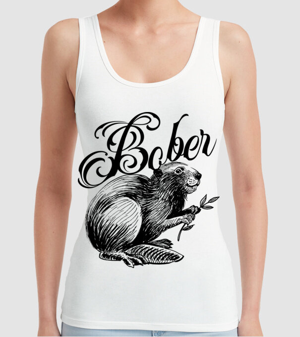 Vintage Bober model alb pe tricou