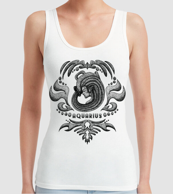 Vintage zodiac aquarius model alb pe tricou