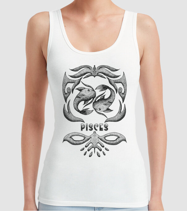 Vintage zodiac pisces model alb pe tricou