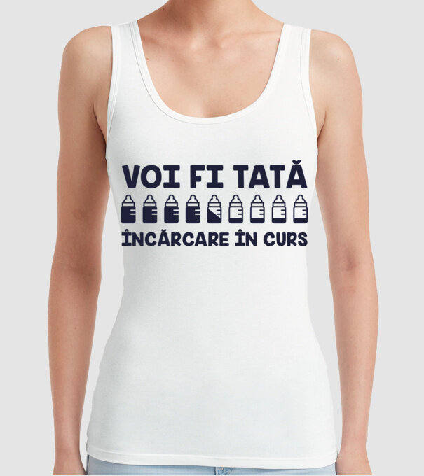 Voi fi tată - încărcare în curs model alb pe tricou