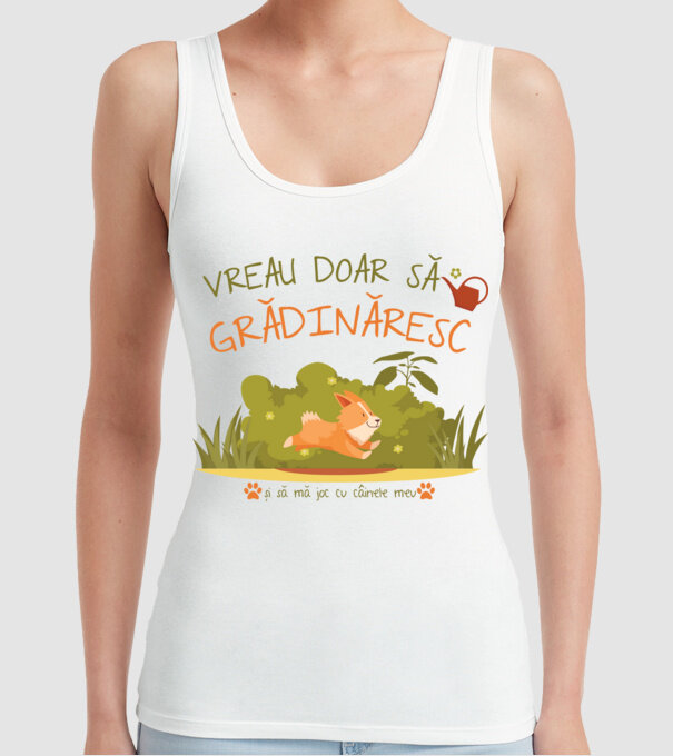 vreau doar să grădinăresc model alb pe tricou