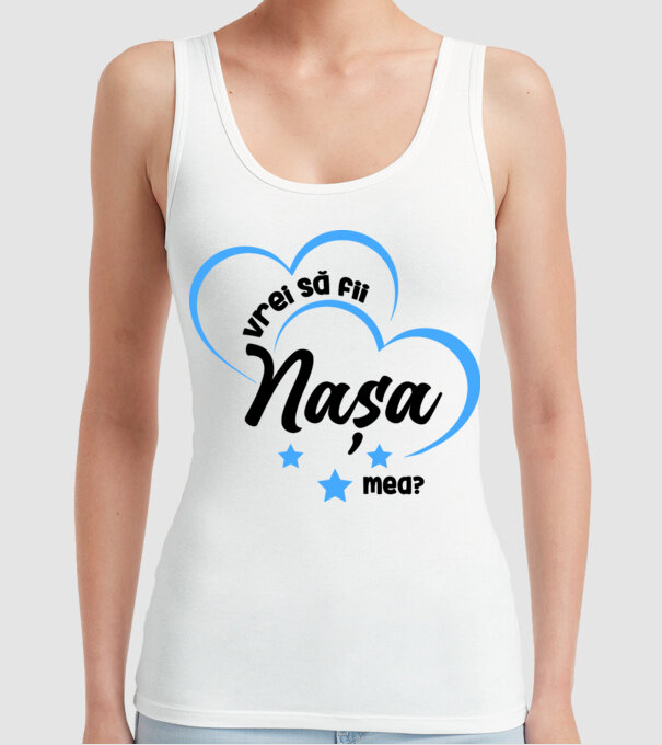Vrei să fii nașa mea? model alb pe tricou