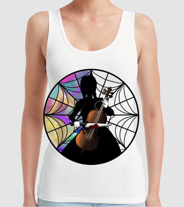 Wednesday Addams Cello - Enid room model alb pe tricou