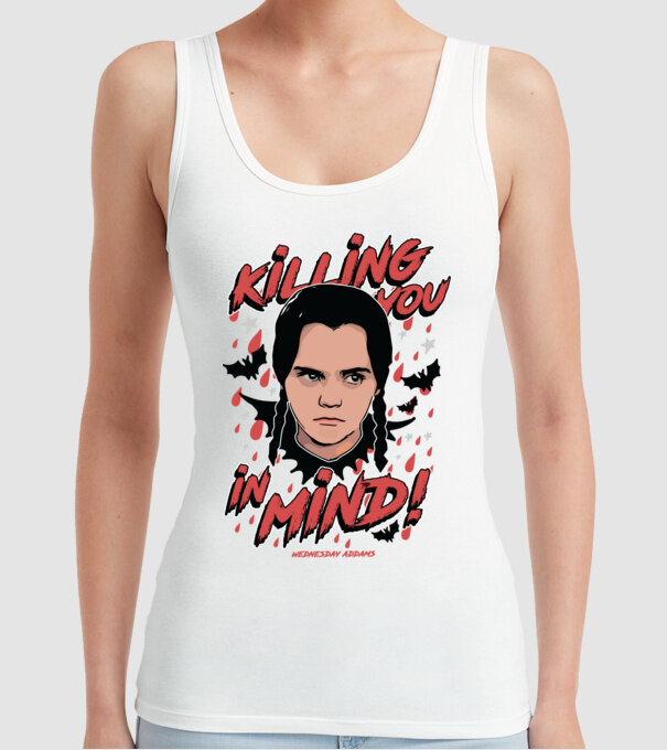 WEDNESDAY Killing You in my mind model alb pe tricou