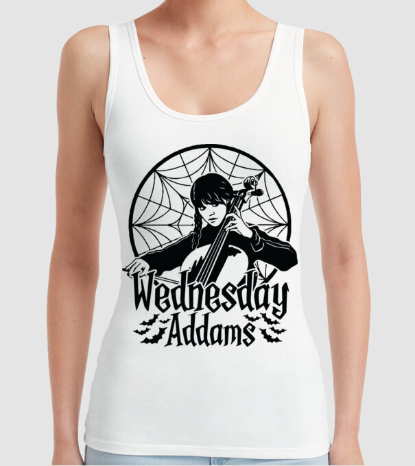 Wednesday Window model alb pe tricou