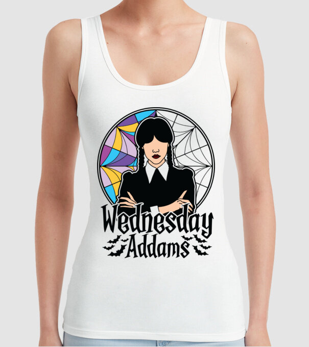 Wednesday Window colorful model alb pe tricou