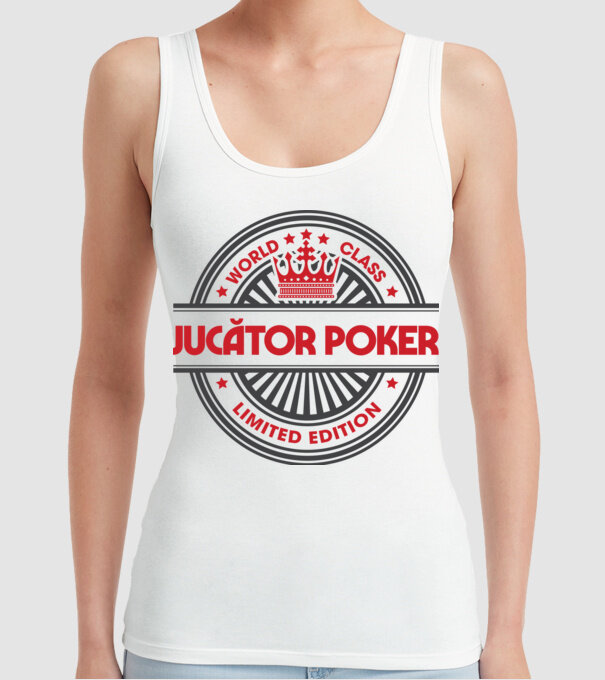 jucător poker model alb pe tricou