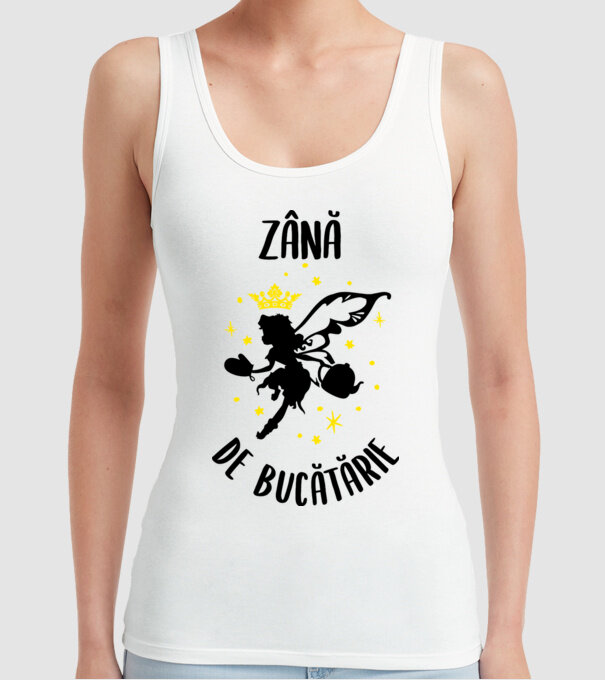 zână de bucătărie model alb pe tricou