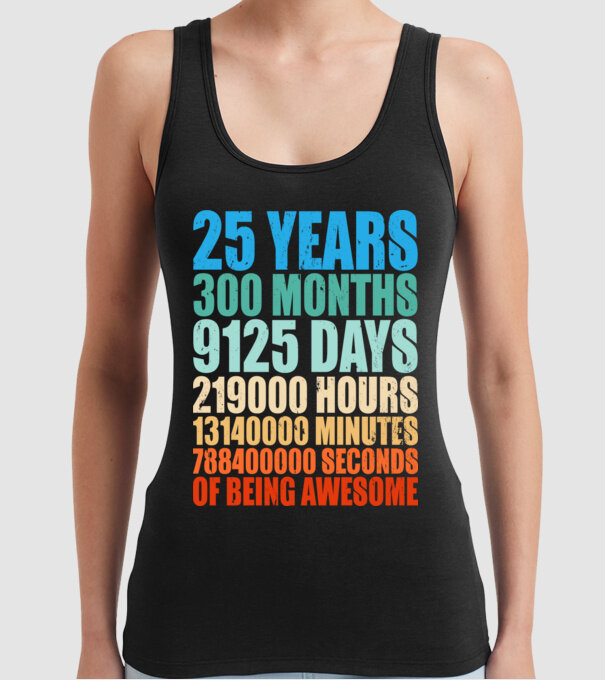 25 years of being awesome model negru pe tricou