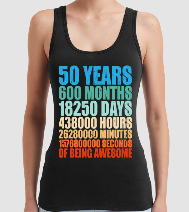 50 years of being awesome model negru pe tricou