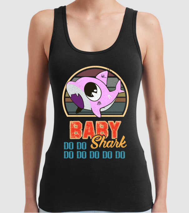 BabyGIRL shark model negru pe tricou