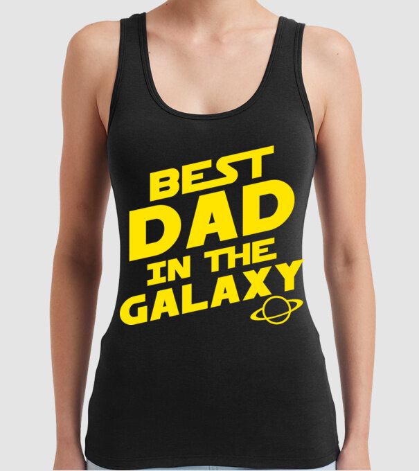 Best dad in the galaxy model negru pe tricou