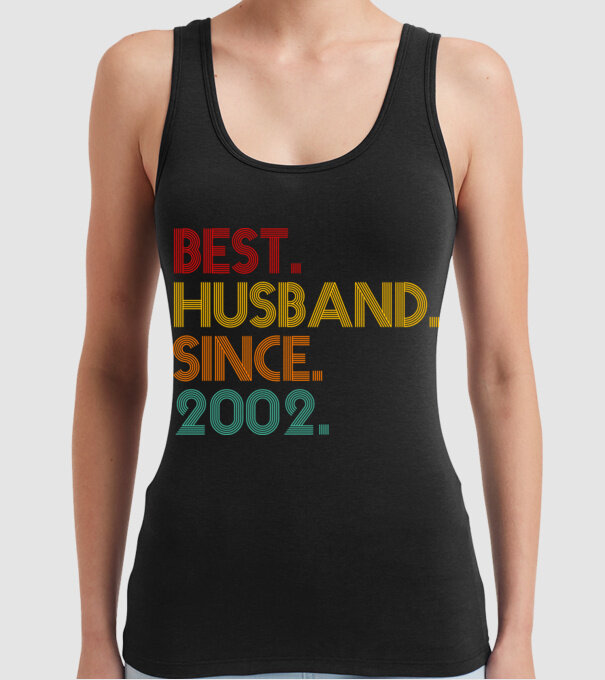 best husband since 2002 retro model negru pe tricou