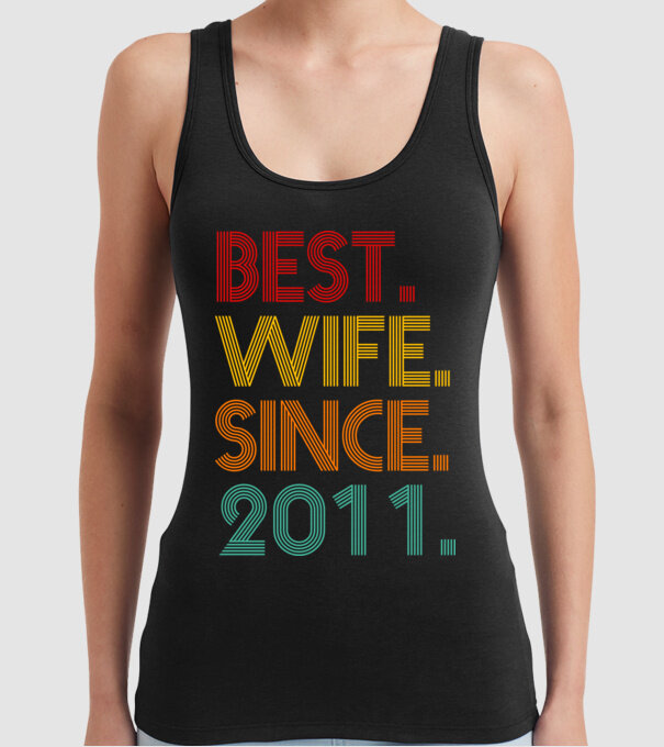 best wife since 2011 retro model negru pe tricou