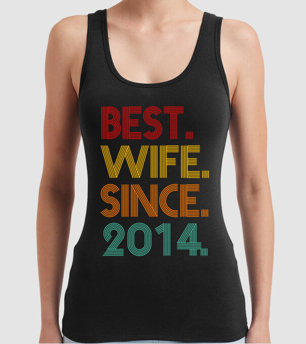 best wife since 2014 retro model negru pe tricou
