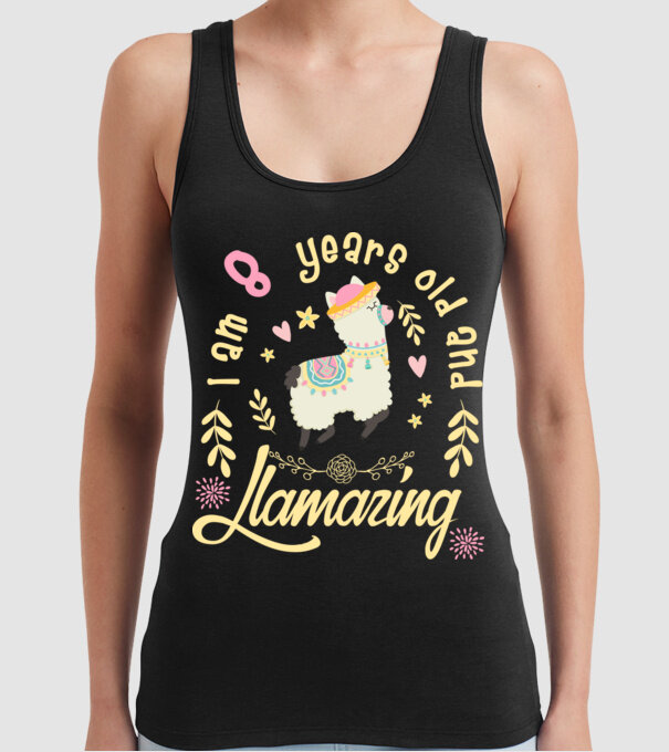 Birthday Llamazing 8 years old model negru pe tricou