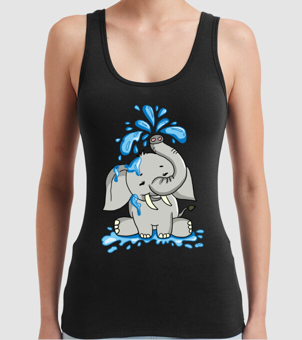 boldog elefánt model negru pe tricou