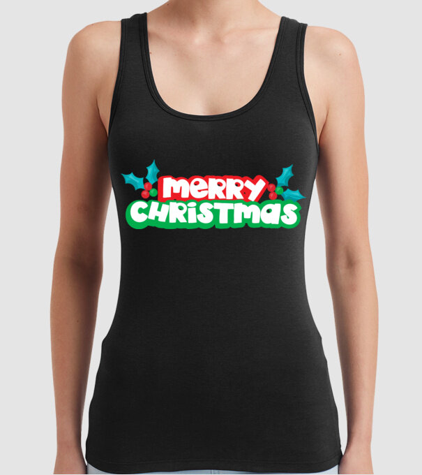 Text Crăciun Fericit model negru pe tricou