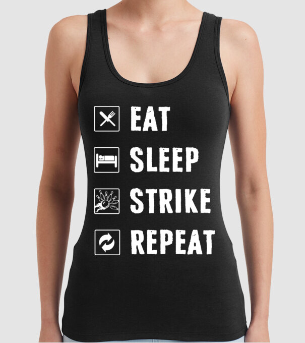 Bowling daily routine model negru pe tricou
