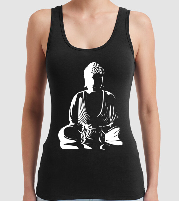 buddha silhouette model negru pe tricou