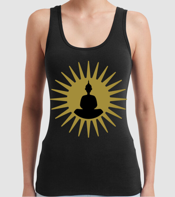 buddha star model negru pe tricou