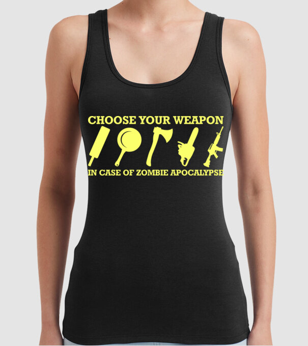 choose your weapon model negru pe tricou