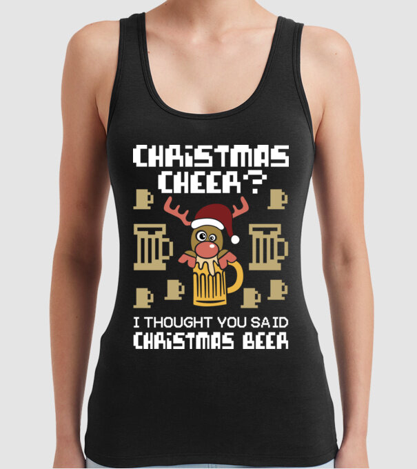 Christmas beer pulovăr urât model negru pe tricou