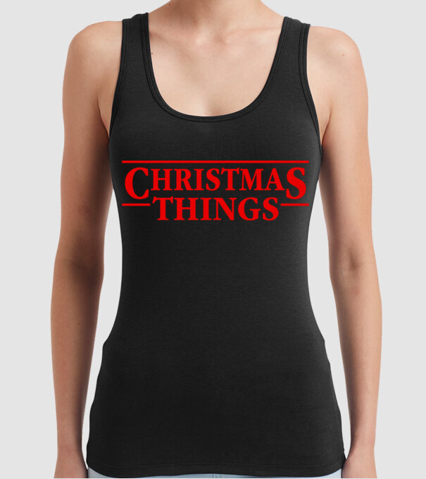 Christmas Things model negru pe tricou